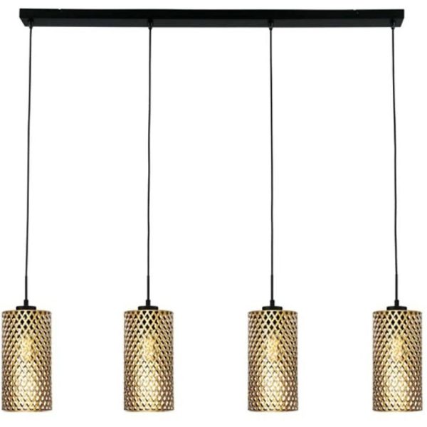Freelight Hanglamp Cestino 4-lichts goud zwart