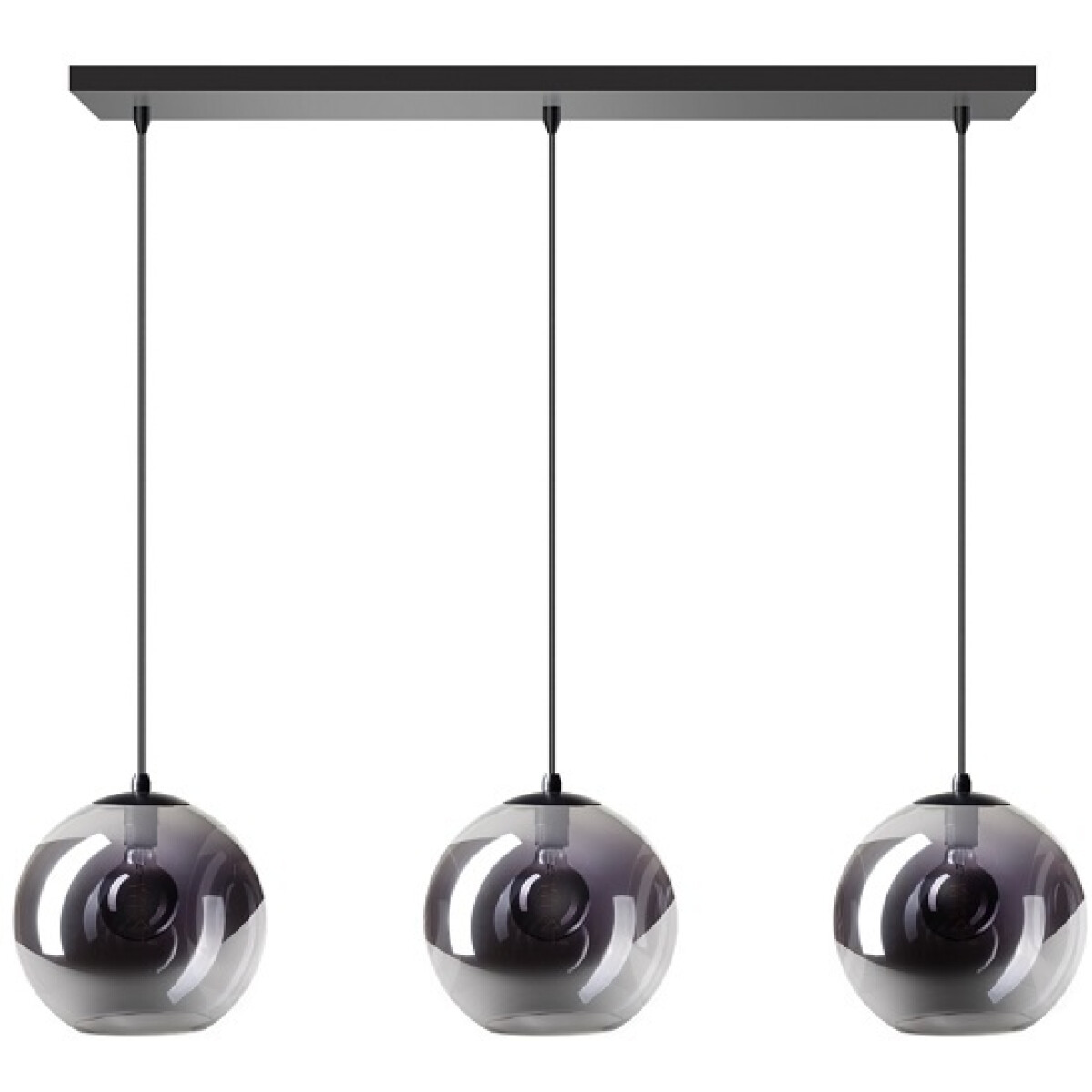 ETH Hanglamp Orb 3-lichts smoke glasØ25 cm / zwart