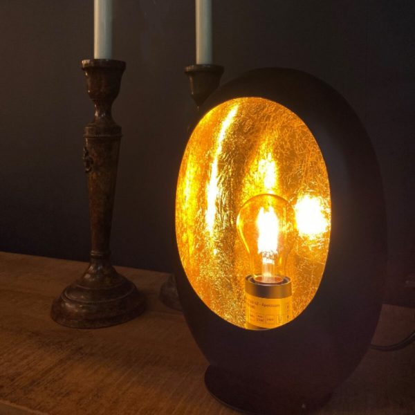 Industriële BelaLuz Tafellamp Eggy - zwart/goud medium