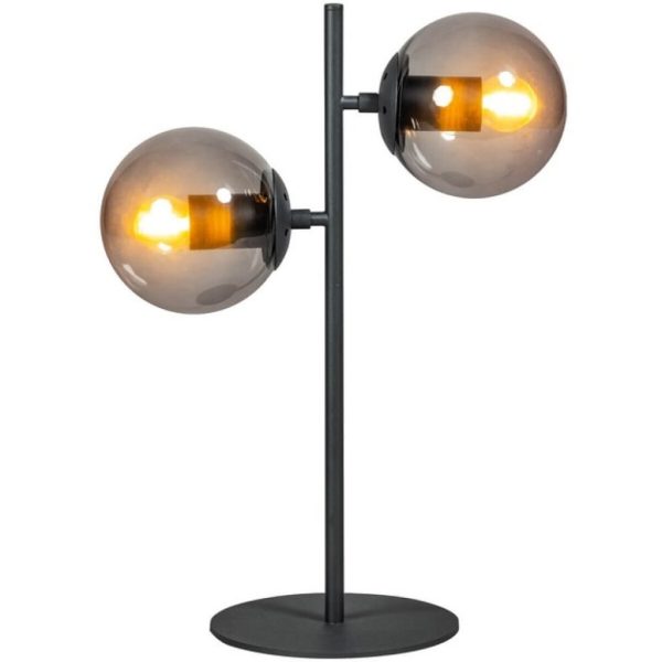 Industriële ETH Tafellamp Davina 2-lichts SmokeØ15 cm