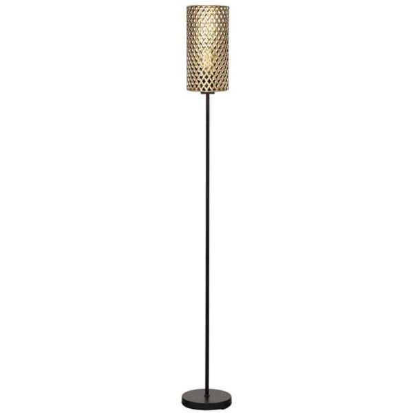 Industriële Freelight Vloerlamp Cestino goud met zwart